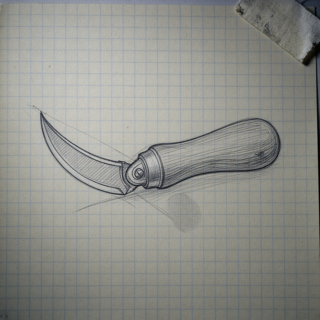 Pencil sketch of a baker lame on graph paper